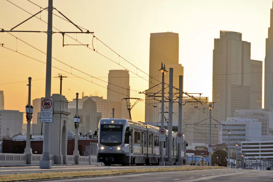 Eastside Gold Line and Los Angeles skyline